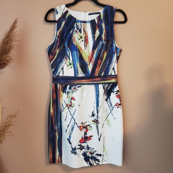 ELIE TAHARI Colourful Canvas Sheath Mini Dress - Picture 2 of 14